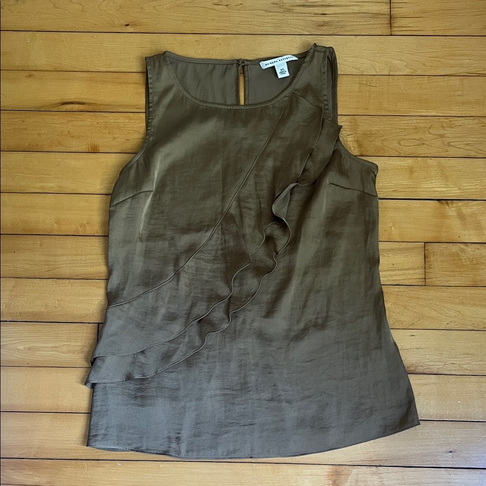 Banana Republic Olive Green Ruffle Sleeveless Top